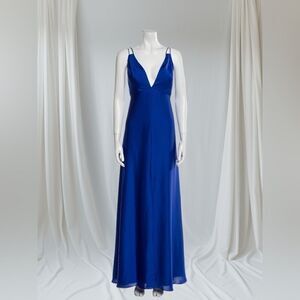 Aidan Mattox Cobolt Blue Silky Gown‎